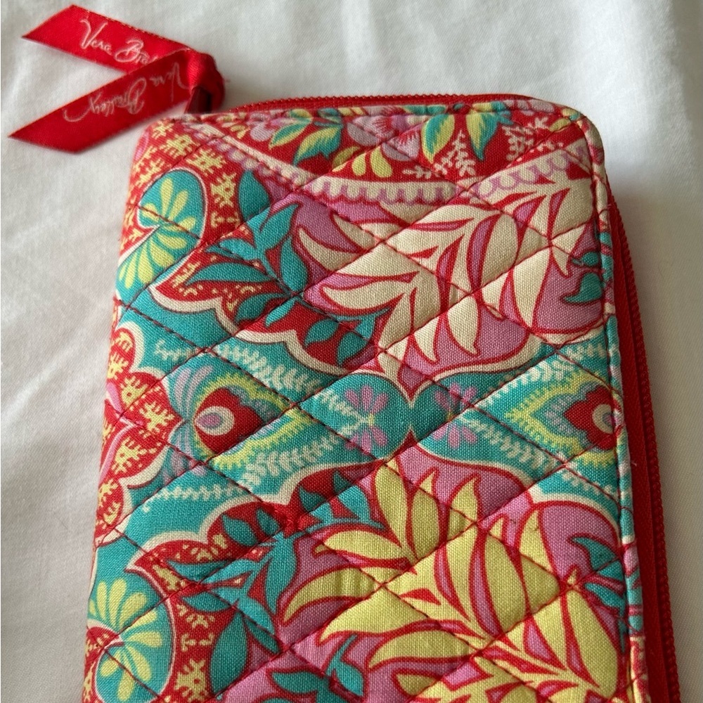Vera Bradley Quilted Wallet in Red, Yellow, and Teal
